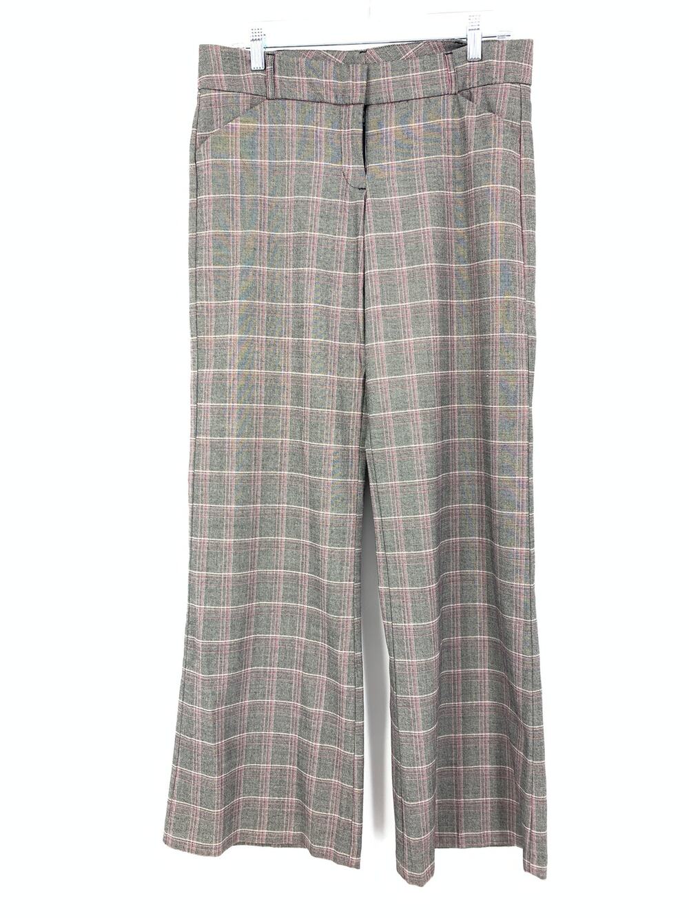 Y2K Speechless Women's Size 9 Wide Leg Dress Pants Gray Pink Plaid Stretch